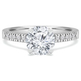 Round Diamond Solitaire with Accents Engagement Ring in White Gold (MVSS0028-W)