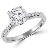 Round Diamond Solitaire with Accents Engagement Ring in White Gold (MVSS0028-W)