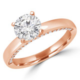Round Diamond Solitaire with Accents Engagement Ring in Rose Gold (MVSS0046-R)