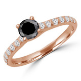 Round Black Diamond Solitaire with Accents Engagement Ring in Rose Gold (MVSBL0007-R)