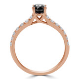 Round Black Diamond Solitaire with Accents Engagement Ring in Rose Gold (MVSBL0007-R)