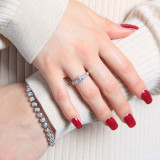 Round Diamond Vintage Three-Stone Engagement Ring in White Gold with Accents (MVSX0016-W)
