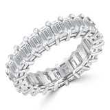Lab Created 4 2/5 to 5 2/5 CTW Full Eternity Emerald Diamond Anniversary Wedding Band Ring in White Gold (MVSAR0021-W)