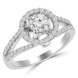 Round Diamond Split-Shank Round Halo Engagement Ring in White Gold (MVS0088-W)
