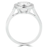 Round Diamond Bezel Set Round Halo Engagement Ring in White Gold (MVS0125-W)