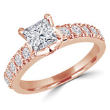 Princess Diamond Solitaire with Accents Engagement Ring in Rose Gold (MVS0130-R)