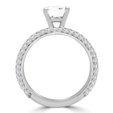 Round Diamond Three-Row Solitaire with Accents Engagement Ring and Wedding Band Set Ring in White Gold (MVS0223-W)