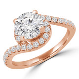 Round Diamond Bypass Halo Engagement Ring in Rose Gold (MVS0224-R)