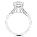Princess Diamond Vintage Hidden Halo Solitaire with Accents Engagement Ring in White Gold (MVS0227-W)
