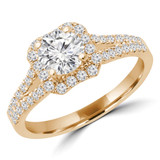 Round Diamond Halo Engagement Ring in Yellow Gold (MVS0247-Y)