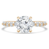 Round Diamond Shared Prong Solitaire with Accents Engagement Ring in Yellow Gold (MVS0289-Y)