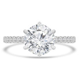 Round Diamond 6-Prong Solitaire with Accents Engagement Ring in White Gold (MVS0302-W)