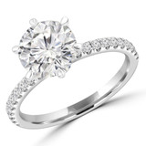 Round Diamond 6-Prong Solitaire with Accents Engagement Ring in White Gold (MVS0302-W)