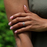 Round Diamond 6-Prong Solitaire with Accents Engagement Ring in White Gold (MVS0302-W)