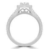 Round Diamond Pear Halo Engagement Ring in White Gold with Accents (MVS0307-W)