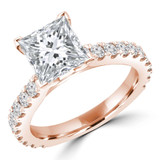 Princess Diamond Solitaire with Accents Engagement Ring in Rose Gold (MVS0309-R)