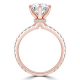 Round Lab Created Diamond 6-Prong Hidden Halo Solitaire with Accents Engagement Ring in Rose Gold (MVSLG0027-R)