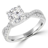 Round Lab Created Diamond Twisted Solitaire with Accents Engagement Ring in White Gold (MVSLG0043-W)