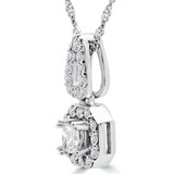 1 1/8 CTW Radiant Diamond Halo Pendant Necklace in 14K White Gold (MD150245)