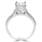 1 2/5 CTW Emerald Diamond Solitaire with Accents Engagement Ring in 14K White Gold (MD160016)