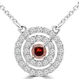 3/5 CTW Round Red Diamond Circle Pendant Necklace in 14K White Gold (MD160088)