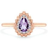 3/8 CTW Pear Purple Amethyst & Round Diamond Cocktail Engagement Ring in 10K Rose Gold (MD160099)