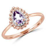 3/8 CTW Pear Purple Amethyst & Round Diamond Cocktail Engagement Ring in 10K Rose Gold (MD160099)