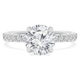 2 CTW Round Diamond Solitaire with Accents Engagement Ring in 14K White Gold (MD160121)