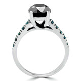 3 1/4 CTW Round Black Diamond Solitaire with Accents Engagement Ring in 14K White Gold (MD160182)