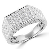 1 1/3 CTW Round Diamond Pave set Cocktail Ring in 18K White Gold (MD160288)