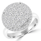1 1/2 CTW Round Diamond Pave Set Cluster Cocktail Ring in 18K White Gold (MD160293)