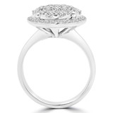 1 1/2 CTW Round Diamond Pave Set Cluster Cocktail Ring in 18K White Gold (MD160293)
