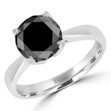 2 1/4 CT Round Black Diamond Solitaire Engagement Ring in 14K White Gold (MD160312)