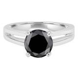 1 5/8 CT Round Black Diamond Solitaire Engagement Ring in 14K White Gold (MD160315)