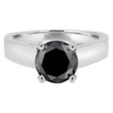 1 3/4 CT Round Black Diamond Solitaire Engagement Ring in 14K White Gold (MD160317)