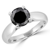 2 CT Round Black Diamond Solitaire Engagement Ring in 14K White Gold (MD160320)
