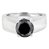 2 2/5 CT Round Black Diamond Solitaire Engagement Ring in 14K White Gold (MD160321)
