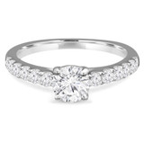 1 1/10 CTW Round Diamond Solitaire with Accents Engagement Ring in 18K White Gold (MD160333)