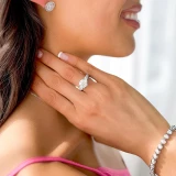1 3/5 CTW Round Diamond Three-Stone Engagement Ring in 14K White Gold (MD160344)