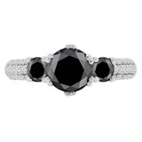 2 3/8 CTW Round Black Diamond Three-Stone Engagement Ring in 14K White Gold (MD160345)