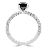 1 3/5 CTW Princess Black Diamond Solitaire with Accents Engagement Ring in 14K White Gold (MD160366)