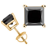 2/5 CTW Princess Black Diamond 4-Prong Solitaire Stud Earrings in 14K Yellow Gold (MD160412)