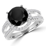 5 CTW Round Black Diamond Solitaire with Accents Engagement Ring in 14K White Gold (MD160448)