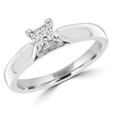 3/8 CT Princess Diamond Solitaire Engagement Ring in 14K White Gold (MD160465)