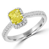 7/8 CTW Radiant Yellow Diamond Halo Engagement Ring in 14K White Gold (MD170089)