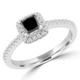 5/8 CTW Princess Black Diamond Halo Engagement Ring in 14K White Gold with Accents (MD170096)