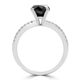 1 7/8 CTW Round Black Diamond Solitaire with Accents Engagement Ring in 14K White Gold (MD170103)
