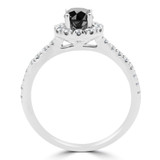 1 CTW Round Black Diamond Halo Engagement Ring in 14K White Gold (MD170107)