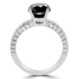 3 3/5 CTW Round Black Diamond Two Row Solitaire with Accents Engagement Ring in 14K White Gold (MD170108)