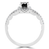 2/3 CTW Round Black Diamond Halo Engagement Ring in 14K White Gold with Accents (MD170109)